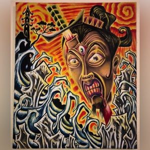 Psychedelic Samurai Tattoo Ink Canvas Painting